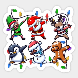 Dab Dancing Christmas Tree Lights Squad Sticker